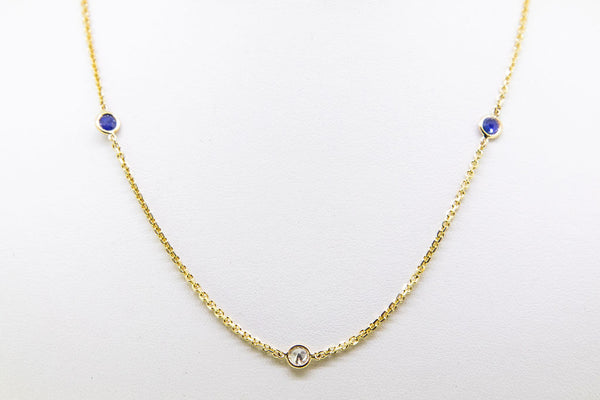 14 K YG Diamond and Sapphire by the yard chain Jewelry Store downtown boston
