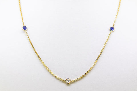 14 K YG Diamond and Sapphire by the yard chain Jewelry Store downtown boston