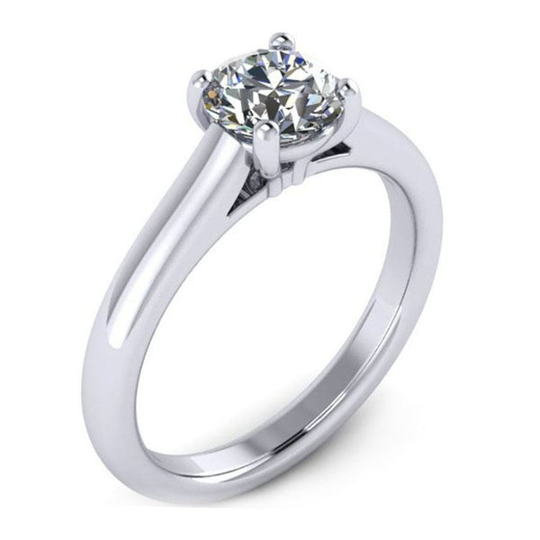 4 prong basket flush fit with airline solitaire engagement ring from GQJ Boston