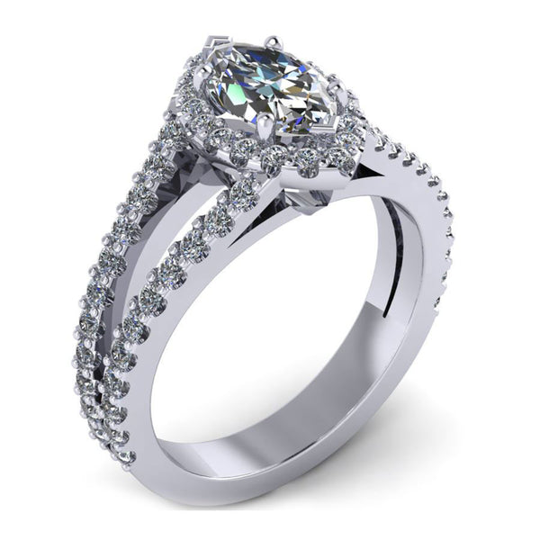 2 rows halo marquise center stone engagement ring from GQJ Boston