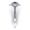 2 rows round halo with slit prong engagement ring from GQJ Boston