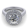 2 rows round halo with slit prong engagement ring from GQJ Boston