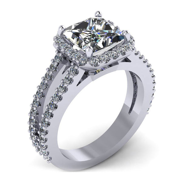 2 rows square halo engagement ring from GQJ Boston