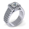3 rows halo with square corner engagement ring from GQJ Boston
