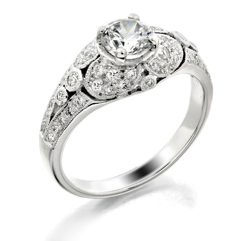 Antique ring with round center stone engagement ring from GQJ Boston