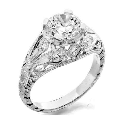 Antique ring with center stone engagement ring from GQJ Boston