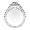 round halo engagement ring with flush fit cushion from GQJ jewelry store Boston