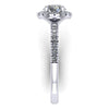 round halo engagement ring with round center stone from GQJ jewelry store Boston