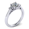 three stone with oval center stone and round side stones engagement ring from GQJ Boston