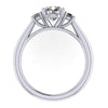 three stone with oval center stone and round side stones engagement ring from GQJ Boston