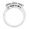 three stone with same size stones shared prong set engagement ring from GQJ Boston