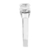 three stone with same size stones shared prong set engagement ring from GQJ Boston