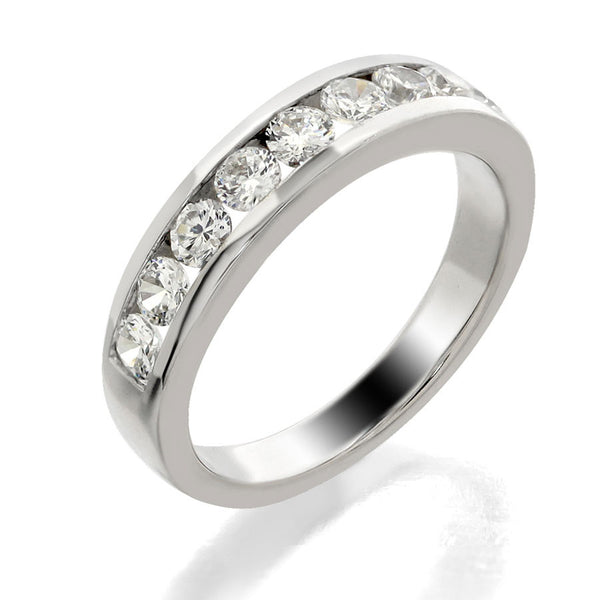 GoldQuest Jewelers in Boston channel set wedding band with round stones