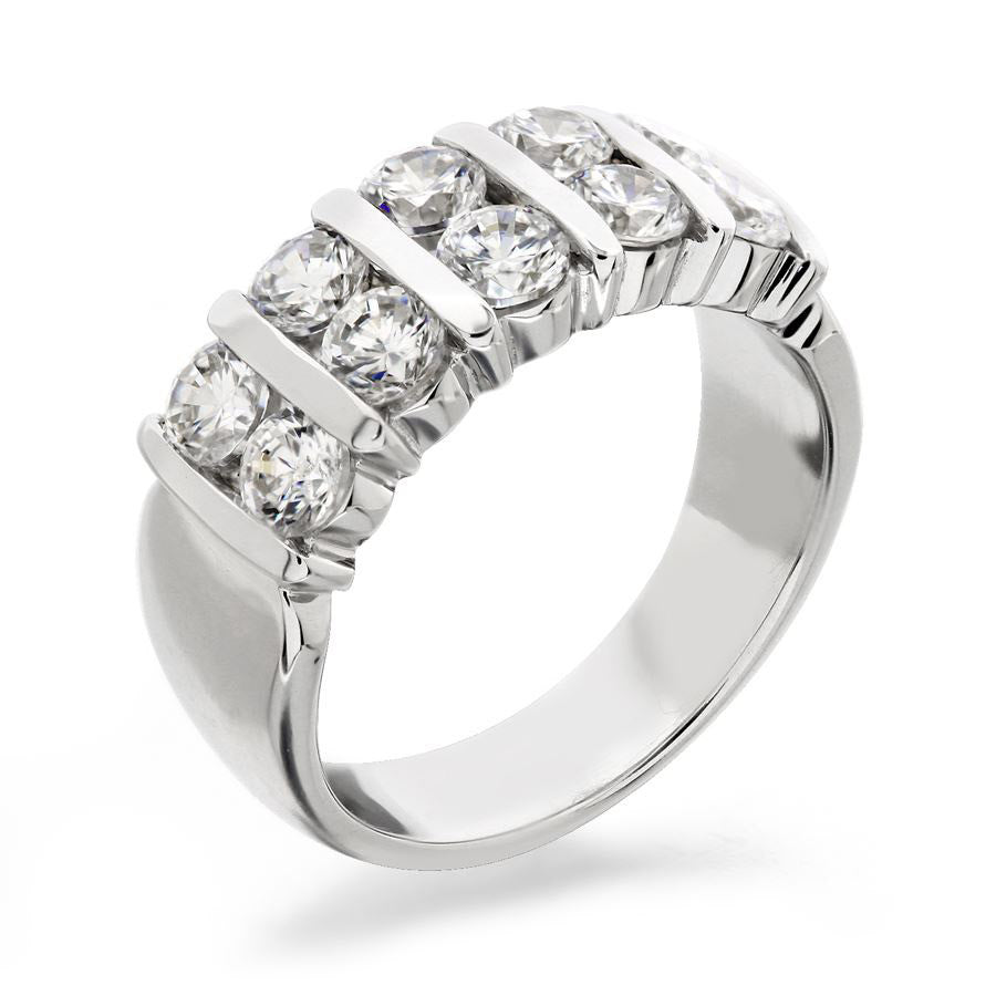 GoldQuest Jewelers in Boston 2 diamonds rows bar set wedding band