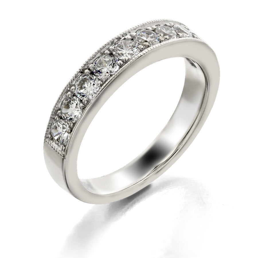 GoldQuest Jewelers in Boston Four Diamond bead pave set wedding band