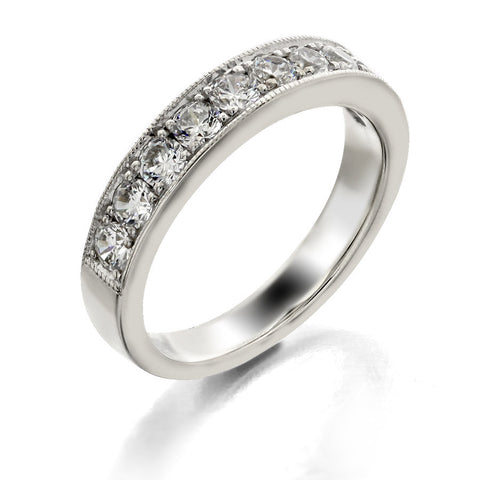 GoldQuest Jewelers in Boston Four Diamond bead pave set wedding band