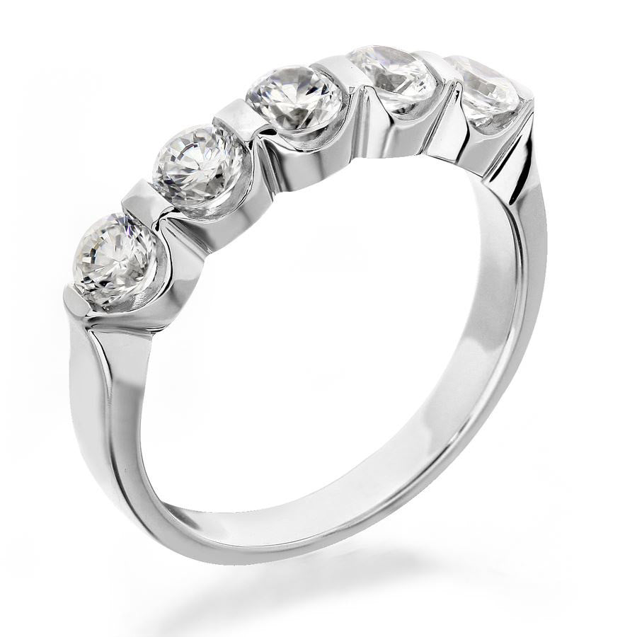 GoldQuest Jewelers in Boston 5 diamonds bar set wedding band