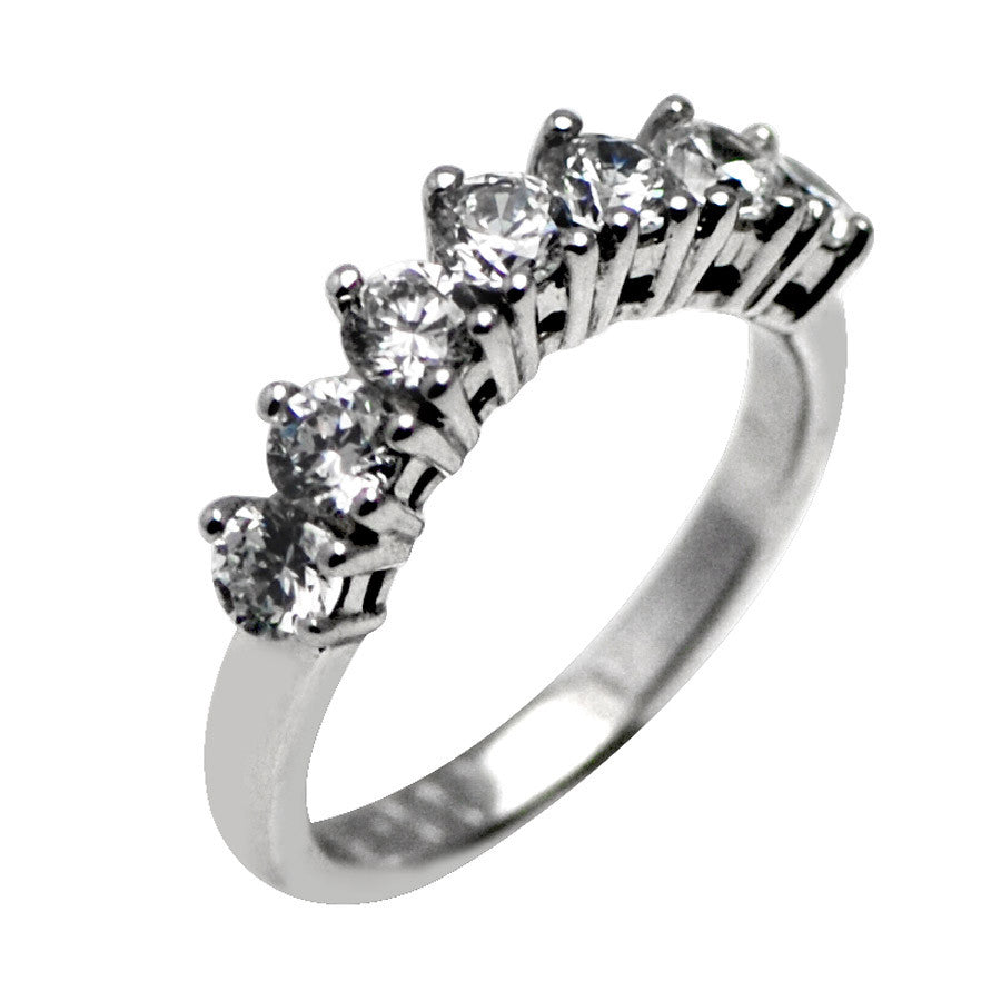 GoldQuest Jewelers in Boston 7 diamond prong set curved wedding band