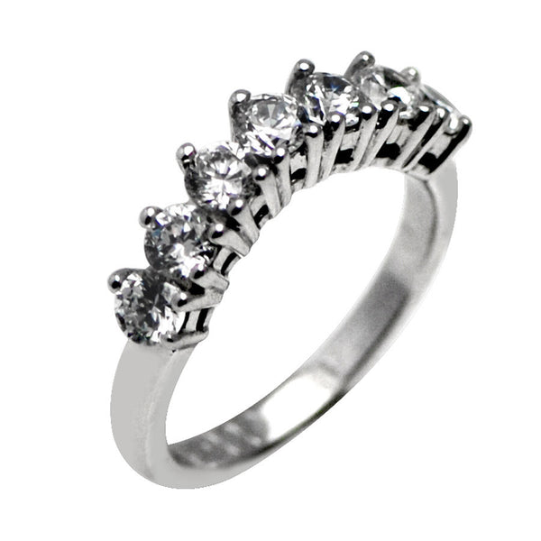 GoldQuest Jewelers in Boston 7 diamond prong set curved wedding band