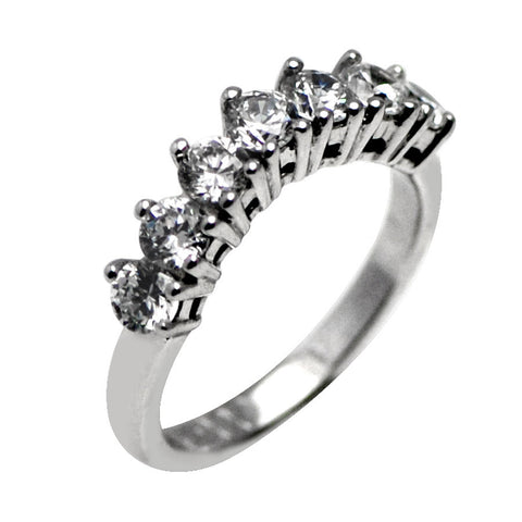 GoldQuest Jewelers in Boston 7 diamond prong set curved wedding band