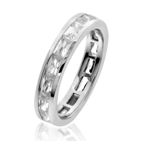 GoldQuest Jewelers in Boston baguette diamond channel set eternity wedding band