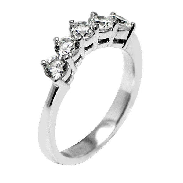 GoldQuest Jewelers in Boston shared prong set curved wedding band