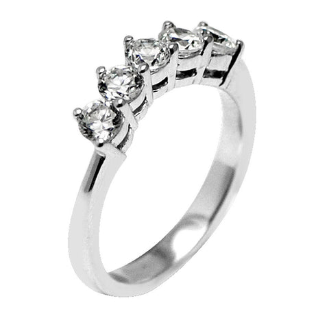GoldQuest Jewelers in Boston shared prong set curved wedding band