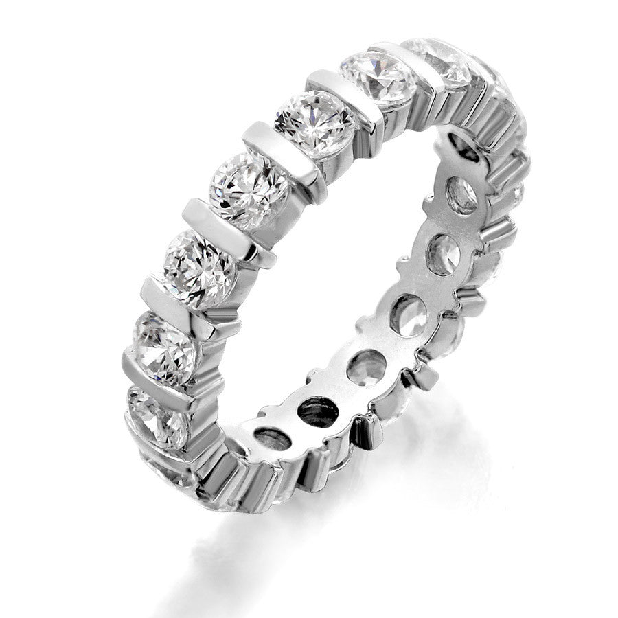 GoldQuest Jewelers in Boston Diamond bar set eternity wedding band
