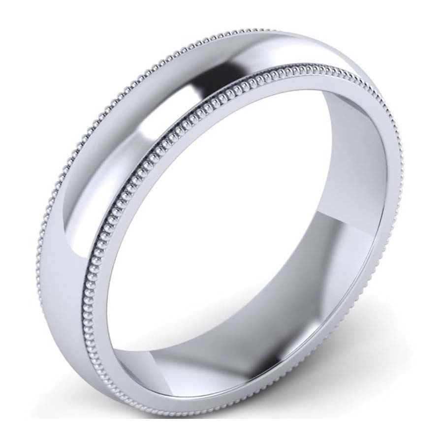 GoldQuest Jewelers in Boston classic platinum 5 mm wedding band with milgrain
