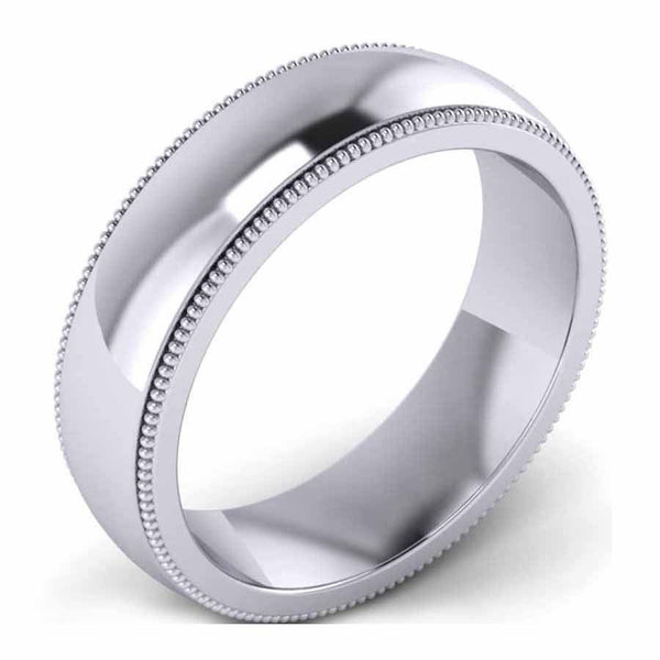GoldQuest Jewelers in Boston classic platinum 6 mm wedding band with milgrain