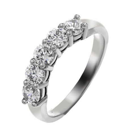 GoldQuest Jewelers in Boston shared prong set curved wedding band