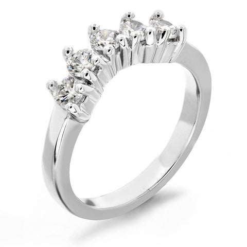 GoldQuest Jewelers in Boston three prong set curved matching wedding band