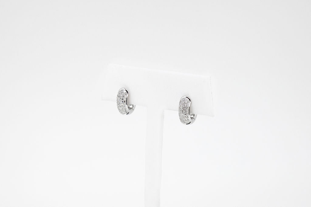 Three Row Pave Set Earrings