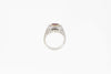 Two Tone Diamonds Man's Ring With Ruby Center