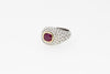 Two Tone Diamonds Man's Ring With Ruby Center
