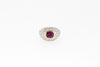 Two Tone Diamonds Man's Ring With Ruby Center