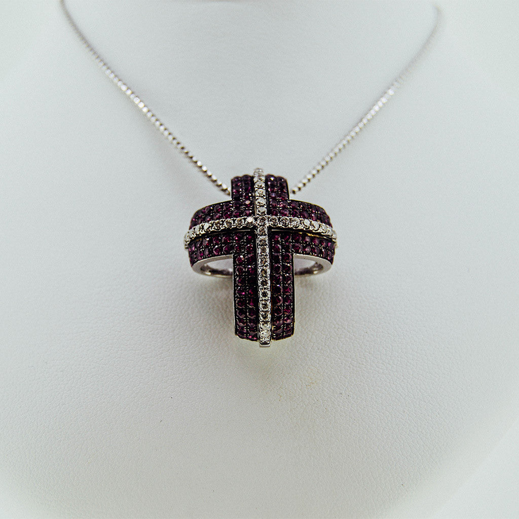 Diamonds Stones Cross necklace from GoldQuestJewelers jewelry store near Boston MA