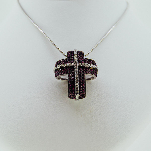 Diamonds Stones Cross necklace from GoldQuestJewelers jewelry store near Boston MA