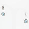 White gold bleu topaz small drop earrings from GoldQuestJewelers jewelry store near Boston MA