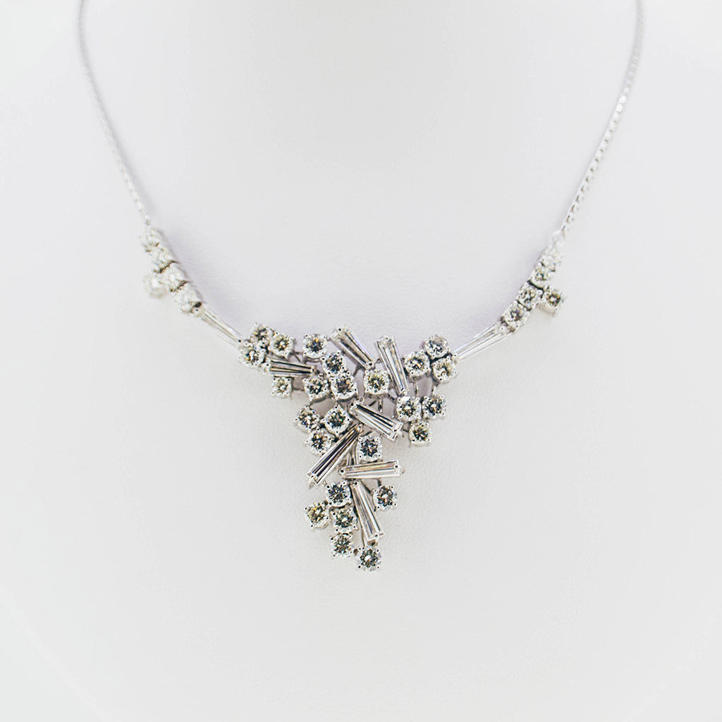 14K white gold and diamonds handmade necklace GoldQuestJewelers near Boston MA