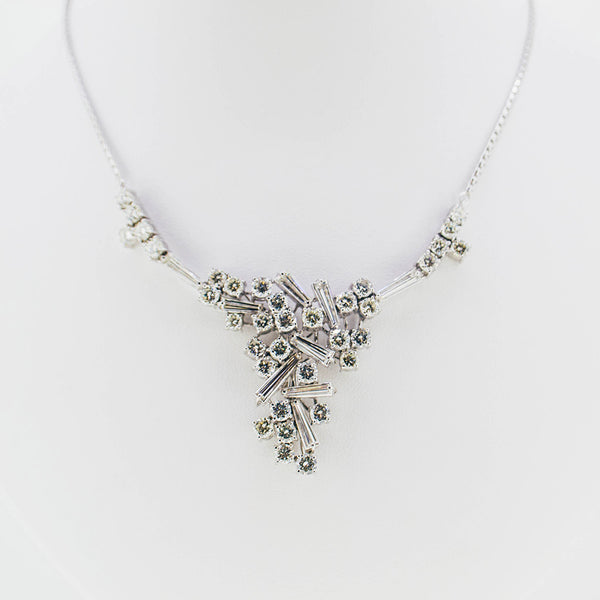 14K white gold and diamonds handmade necklace GoldQuestJewelers near Boston MA