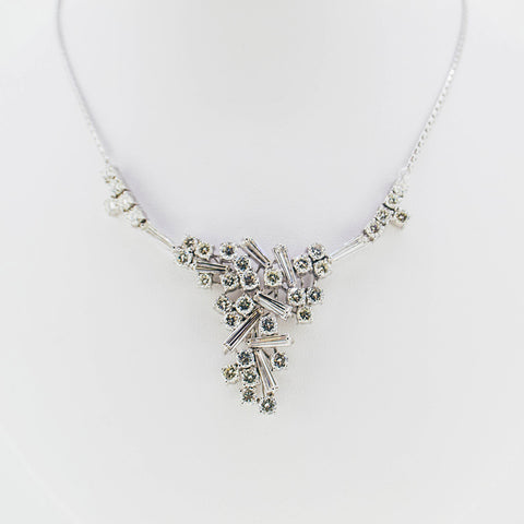 14K white gold and diamonds handmade necklace GoldQuestJewelers near Boston MA