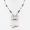 White gold handmade necklace with diamonds and rubies from GoldQuestJewelers near Boston MA