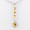 White gold handmade pendant with diamonds and citrine stones from GoldQuestJewelers near Boston MA